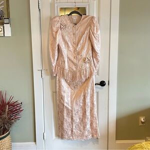 Lorrie Kabala 80s Vintage Two Piece Formal Lace Cottage Victorian